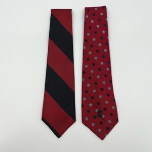 Vtg 80s Countess Mara Mens Ties LOT of 2 Silk Necktie Repp Stripe Polka Dot